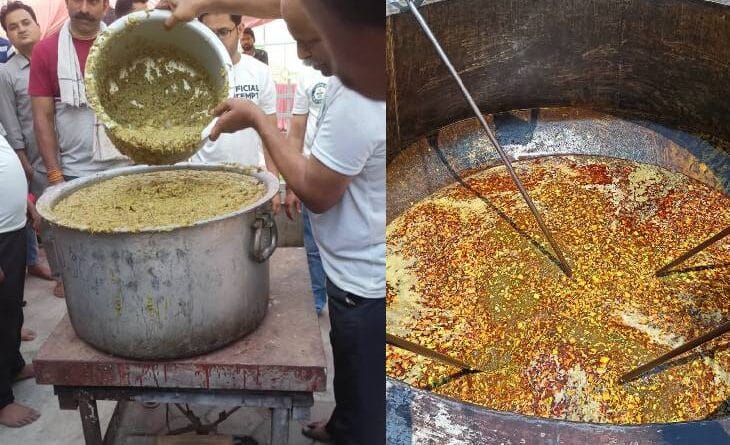3700 kg khichdi were prepared in bhopal to make workd record, special handi, sai temple in awadhpuri, world record, rajesh kumar mahajan
