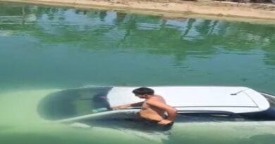 जांजगीर-चांपा में बेकाबू कार बड़ी नहर में गिरी, राहगीर ने कार का गेट तोड़कर बचाई ड्राइवर की जान 1 uncontrolled car fell in to canal, chhatisgarh news