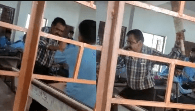 Teacher beats 10th class students with bat, enrages them for playing cricket in class, ujjain, teacher beat to student, kalluram news, today updates, MP news, MP updates