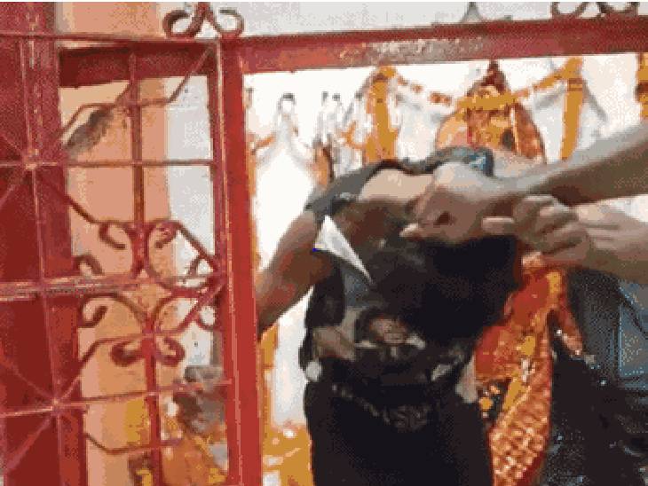 बदमाश ने मंदिर में चोरी की, नींद आई तो गादी बिछाकर गर्भगृह में सो गया; सुबह श्रद्धालुओं ने हाथ-पैर बांधकर पीटा 2 The scoundrel committed theft in the temple, when he fell asleep he laid down a mattress and slept in the sanctum sanctorum; In the morning the devotees tied their hands and feet and beat them, Shajapur, Kalluram News, Today Updates, MP News, Crime