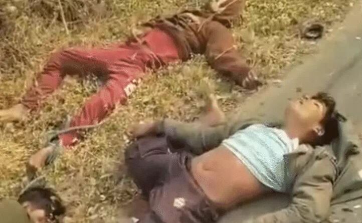 Four youths standing on the roadside were crushed by a bus in Sagar